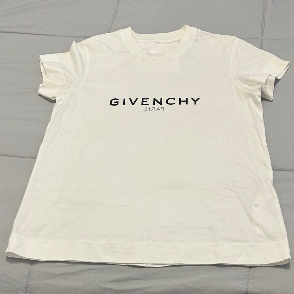 Givenchy White Tee with Black Logo